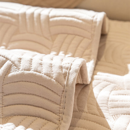 Sofa Seat Cover Pure Color Couch Covers Fabric Quilted Embroidery Combination Sofa Slipcovers Anti-slip Sofa Protector