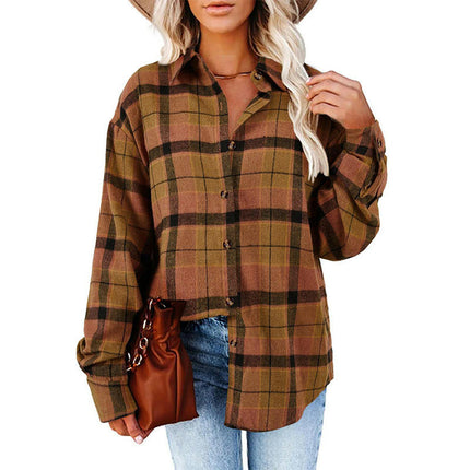 Women's Plaid Shirts Button Down Shirts Boyfriend Long Sleeve Shirts