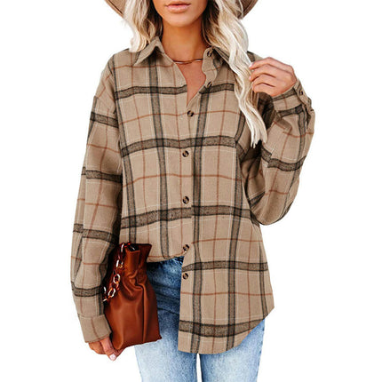 Women's Plaid Shirts Button Down Shirts Boyfriend Long Sleeve Shirts
