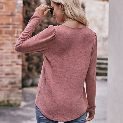 Long Sleeve Shirts for Women Pleated Square Neck Tops Dressy Lightweight Tunic Blouse