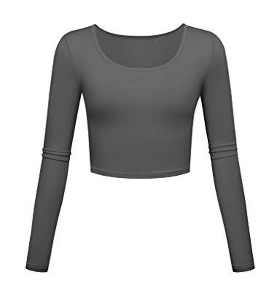 Women's Casual Comfortable Soft Stretch Solid Long Sleeve Round Neck Top