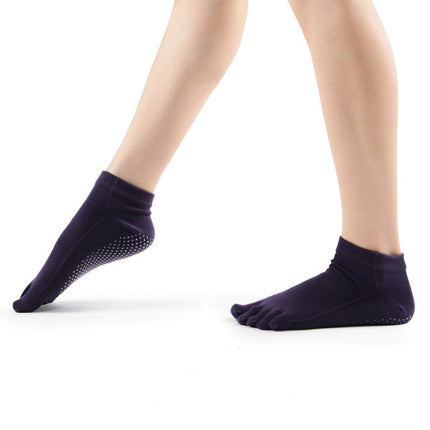 Women's  Comfortable Yoga Pilates Barre  Full Toe Grip Socks with Non-Slip Non-Skid Gel Bottom