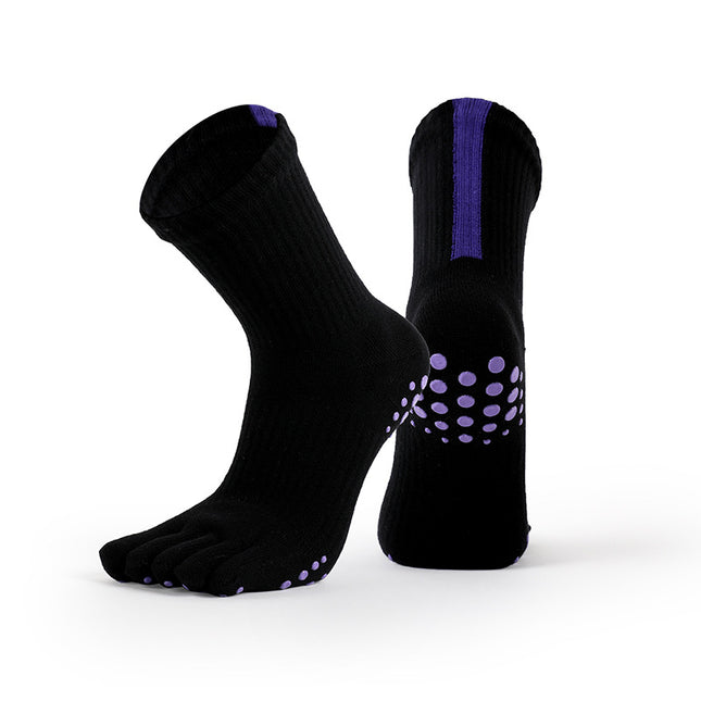 Men's and Women's 5 Finger Full Toe Yoga Socks - Non-Slip Indoor Floor Fitness Exercise Socks
