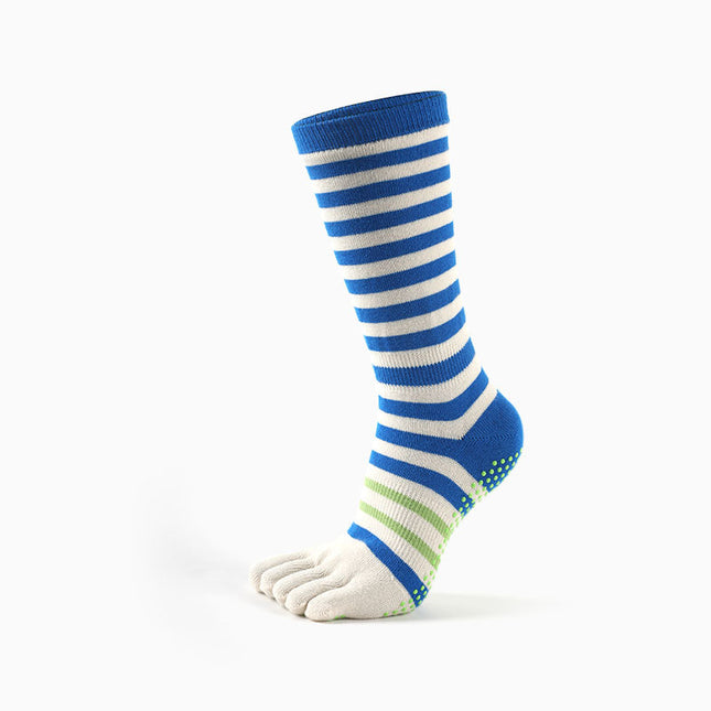 Striped mid-calf Yoga Socks Non Slip Skid Pilates Barre Grip Socks With Toes For Women