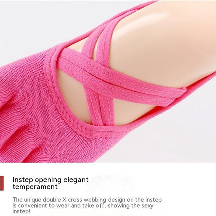 Non-Slip Women's Socks Double Strap Crossover Yoga Socks Five Toes With Grippers Toe-10 Pairs