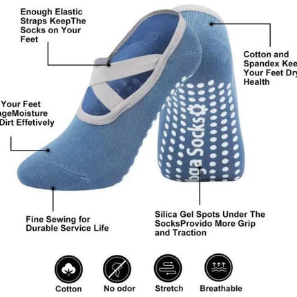 Women's Padded Cushioned Non-Slip Anti-Slip Grips Yoga Pilates Ballet Barre Socks