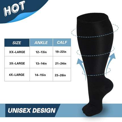 Men's and Women's Wide Calf Plus Size Compression Socks--Extra Wide Calf Knee Support Socks