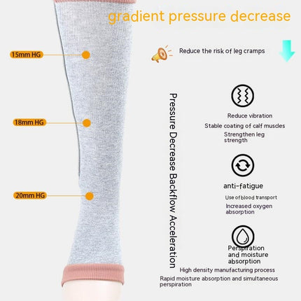 Zip Compression Socks For Men Women With Toe Open Design Zipper Leg Support Knee-High Stockings