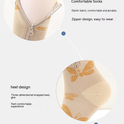 Zip Compression Socks For Men Women With Toe Open Design Zipper Leg Support Knee-High Stockings