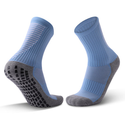 Non-slip Dot Rubber Mid Calf Sports Socks - Men's Women's Soccer Yoga Fitness Training Socks-A