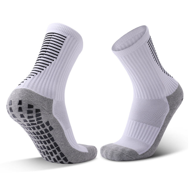 Non-slip Dot Rubber Mid Calf Sports Socks - Men's Women's Soccer Yoga Fitness Training Socks-A