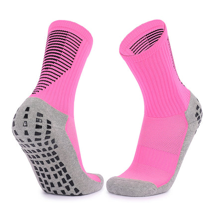 Non-slip Dot Rubber Mid Calf Sports Socks - Men's Women's Soccer Yoga Fitness Training Socks-A