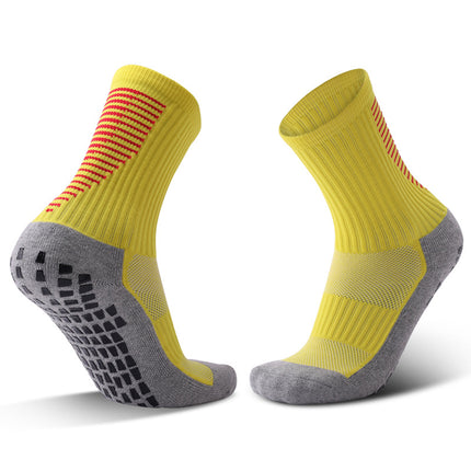 Non-slip Dot Rubber Mid Calf Sports Socks - Men's Women's Soccer Yoga Fitness Training Socks-A