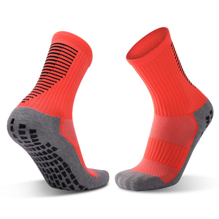Non-slip Dot Rubber Mid Calf Sports Socks - Men's Women's Soccer Yoga Fitness Training Socks-A