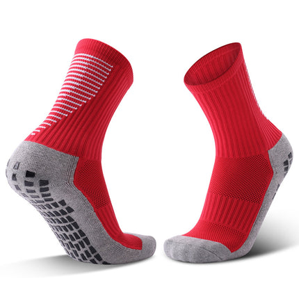 Non-slip Dot Rubber Mid Calf Sports Socks - Men's Women's Soccer Yoga Fitness Training Socks-A