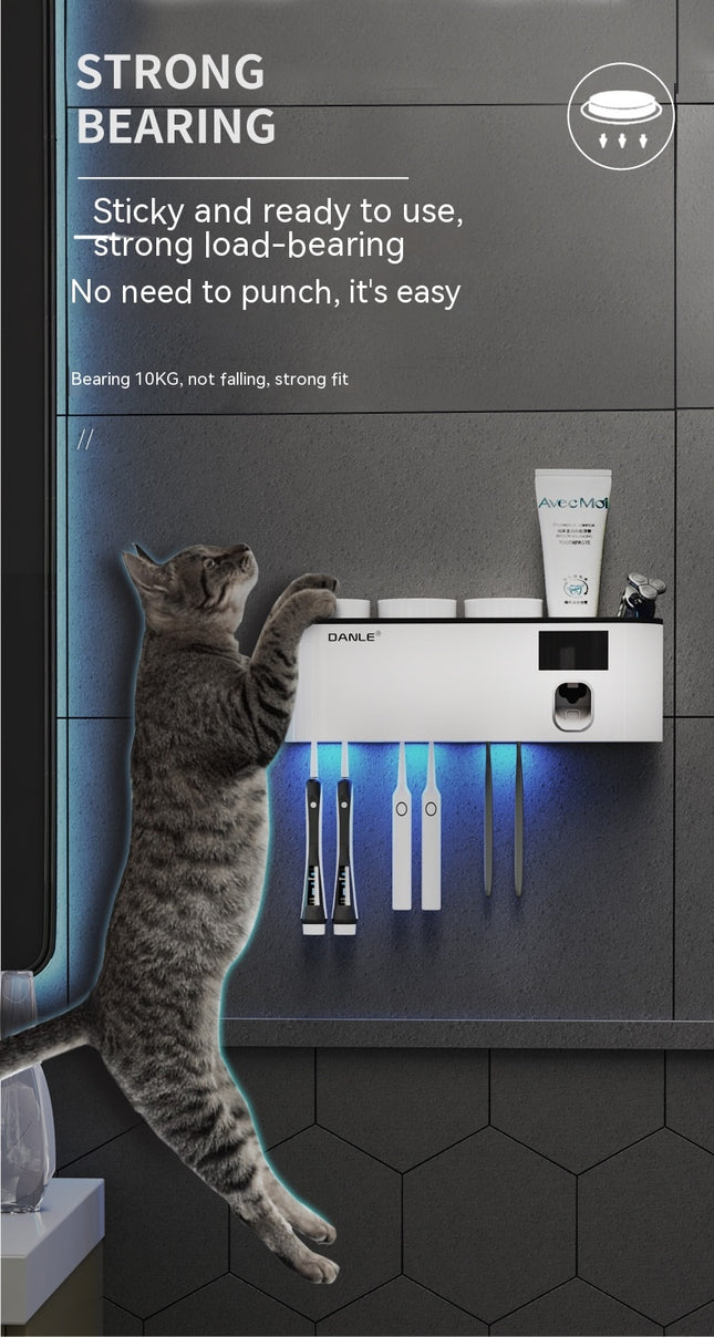 Smart Toothbrush Sterilizer Wall Mounted Toothbrush Cup Shelving Stable Perforation-Free