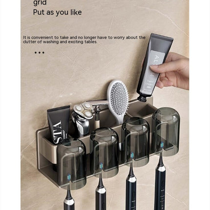 Toothbrush Holder Aluminum Wall Mounted No Drilling Bathroom Organizer for Bathrooms