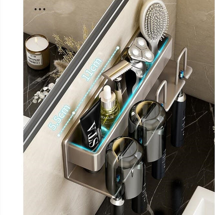 Toothbrush Holder Aluminum Wall Mounted No Drilling Bathroom Organizer for Bathrooms