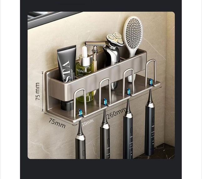 Toothbrush Holder Aluminum Wall Mounted No Drilling Bathroom Organizer for Bathrooms