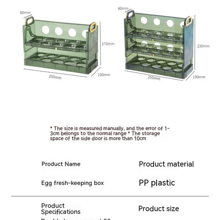 Egg Organizer for Refrigerator Door Storage Plastic Egg Organization Shelf
