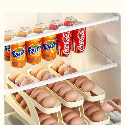 Rolling Egg Holder for Refrigerator, Automatic Scrolling Egg Storage Plastics Egg Cartons