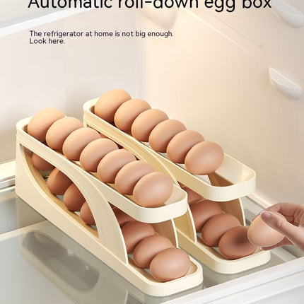 Rolling Egg Holder for Refrigerator, Automatic Scrolling Egg Storage Plastics Egg Cartons
