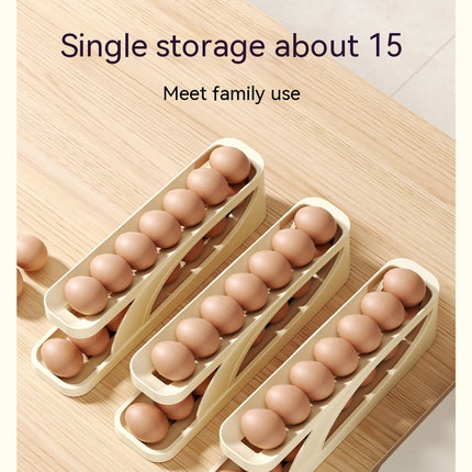 Rolling Egg Holder for Refrigerator, Automatic Scrolling Egg Storage Plastics Egg Cartons