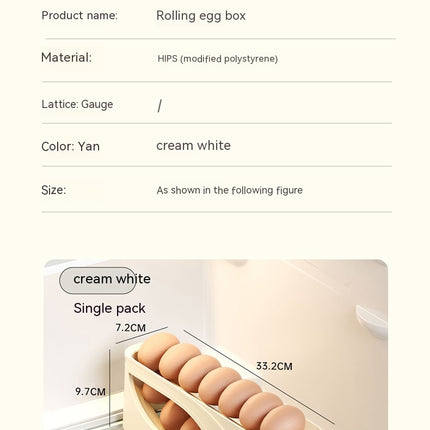 Rolling Egg Holder for Refrigerator, Automatic Scrolling Egg Storage Plastics Egg Cartons