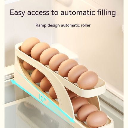 Rolling Egg Holder for Refrigerator, Automatic Scrolling Egg Storage Plastics Egg Cartons