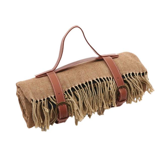 Waterproof and Moisture Resistant Beach Mat with Tassel Leather Straps
