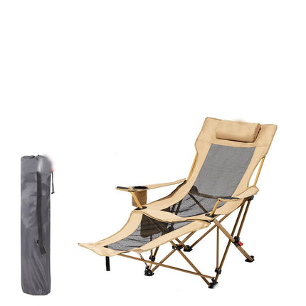 Camping Lounge Chair, Portable Reclining Camping Chair, Folding Camping Chair Mesh Recliner