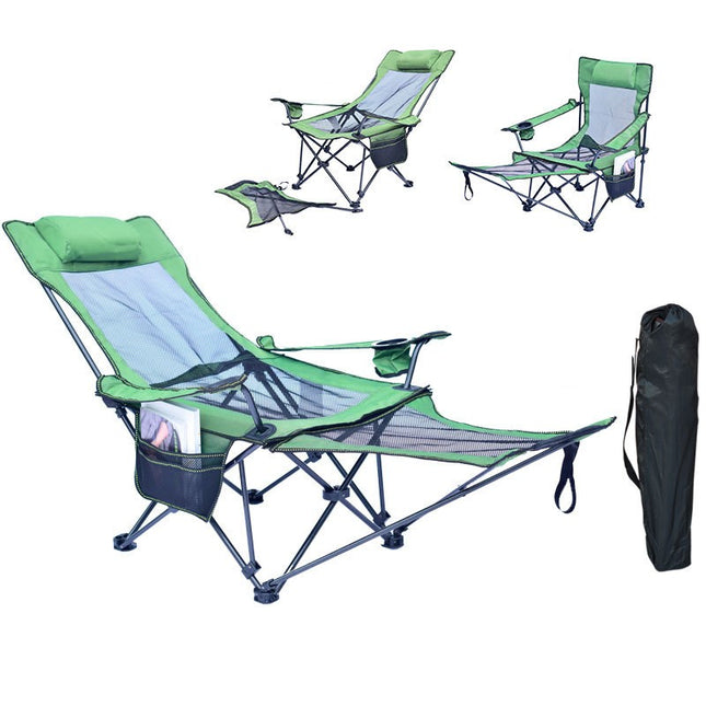 Outdoor Lounge Chair, Portable Reclining Camping Chair, Folding Camping Chair Mesh Recliner