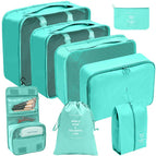 Wash bag set of eight bright blue