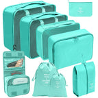 Wash bag set of nine bright blue