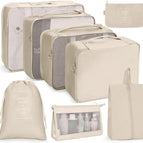 Assemble an eight piece set in beige