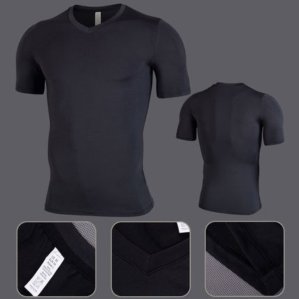Men's PRO Tights Stretch Comfort Quick Dry Jersey Moisture Wicking Sports Short Sleeve Top