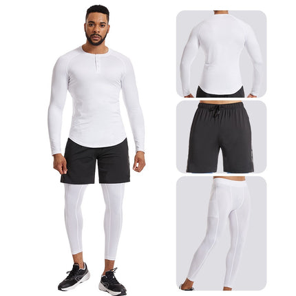 Men's Thermal Underwear 3 Piece Basic Thermal Long Pants Long Sleeve Short Sleeve Hunting Gear Set  1