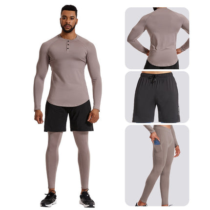 Men's Thermal Underwear 3 Piece Basic Thermal Long Pants Long Sleeve Short Sleeve Hunting Gear Set  1