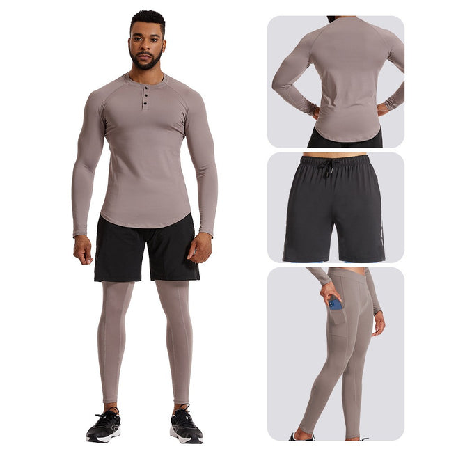 Men's Thermal Underwear 3 Piece Basic Thermal Long Pants Long Sleeve Short Sleeve Hunting Gear Set  1