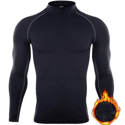 Men's Long Sleeve Compression Base Layer Shirt Athletic Shirt Blue Ball Training Running Shirt
