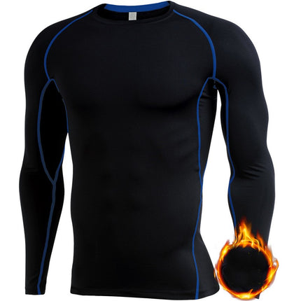 Men's Long Sleeve Compression Base Layer Shirt Athletic Shirt Blue Ball Training Running Shirt