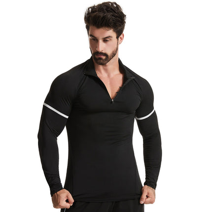 Men's Long Sleeve Compression Base Layer Shirt Athletic Shirt Blue Ball Training Running Shirt