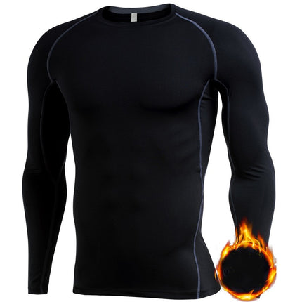 Men's Long Sleeve Compression Base Layer Shirt Athletic Shirt Blue Ball Training Running Shirt