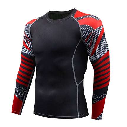 Men's Sports Compression Long Sleeve Fitted Sports Fitness Shirt Outdoor Running Gym Shirt