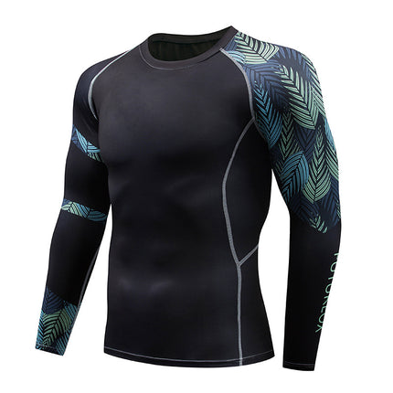 Men's Sports Compression Long Sleeve Fitted Sports Fitness Shirt Outdoor Running Gym Shirt
