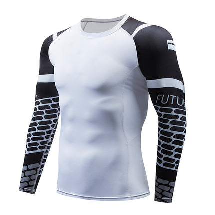 Men's Sports Compression Long Sleeve Fitted Sports Fitness Shirt Outdoor Running Gym Shirt