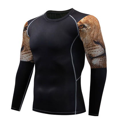 Men's Sports Compression Long Sleeve Fitted Sports Fitness Shirt Outdoor Running Gym Shirt