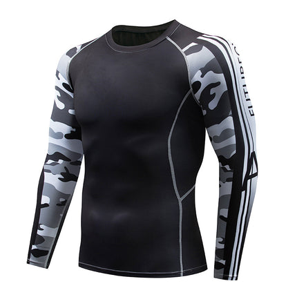 Men's Sports Compression Long Sleeve Fitted Sports Fitness Shirt Outdoor Running Gym Shirt