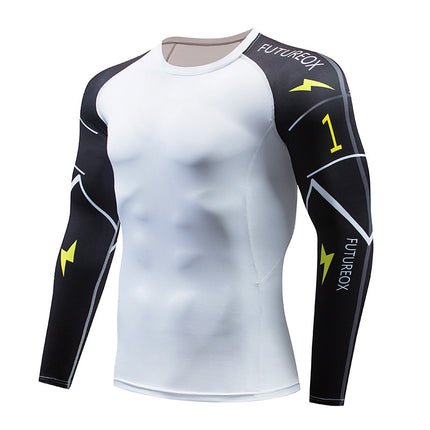 Men's Sports Compression Long Sleeve Fitted Sports Fitness Shirt Outdoor Running Gym Shirt