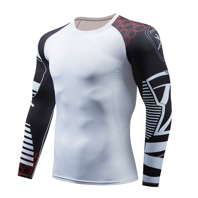 Men's Sports Compression Long Sleeve Fitted Sports Fitness Shirt Outdoor Running Gym Shirt